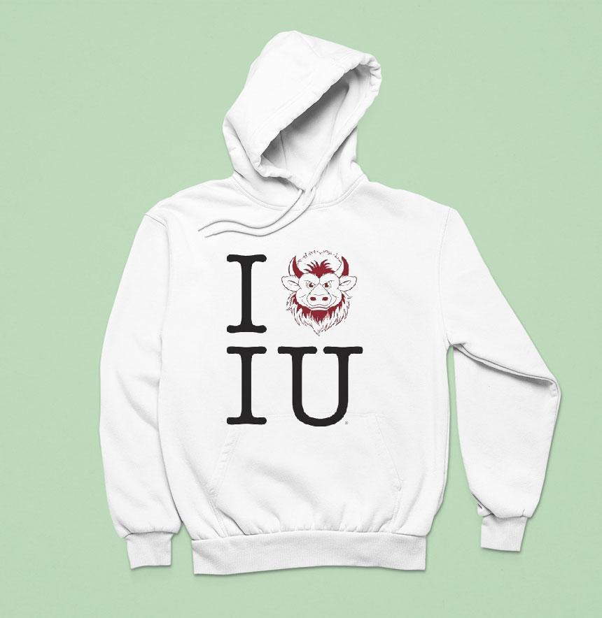 Indiana Hoosiers I Heart Iu Bison Hoodie Indiana Hoosiers I Heart Iu Bison Hoodie