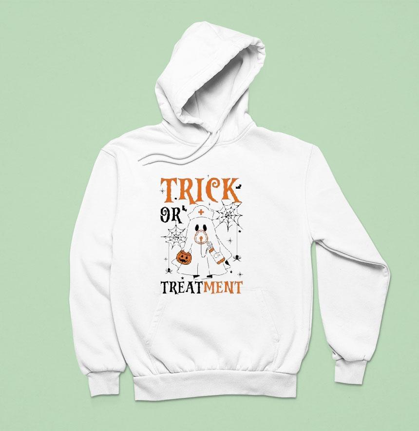 Nurse Ghost Trick Or Treatment Halloween Hoodie Nurse Ghost Trick Or Treatment Halloween Hoodie