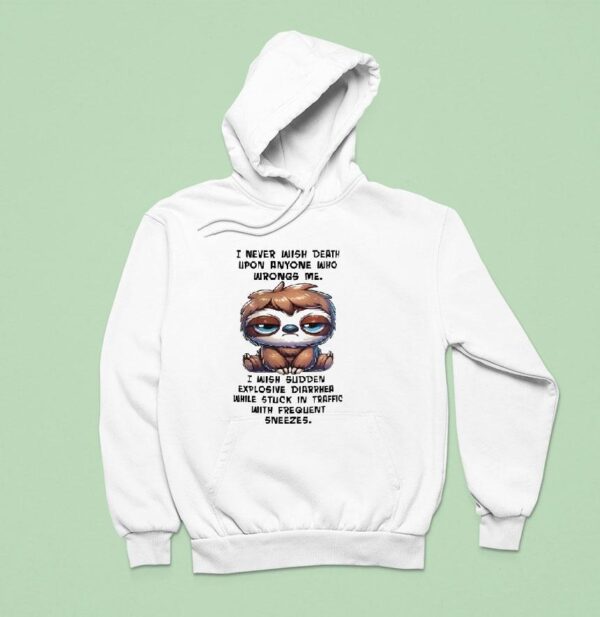 Sloth I Never Wish Death Upon Anyone Who Wrongs Me I Wish Sudden Explosive Diarrhea Hoodie