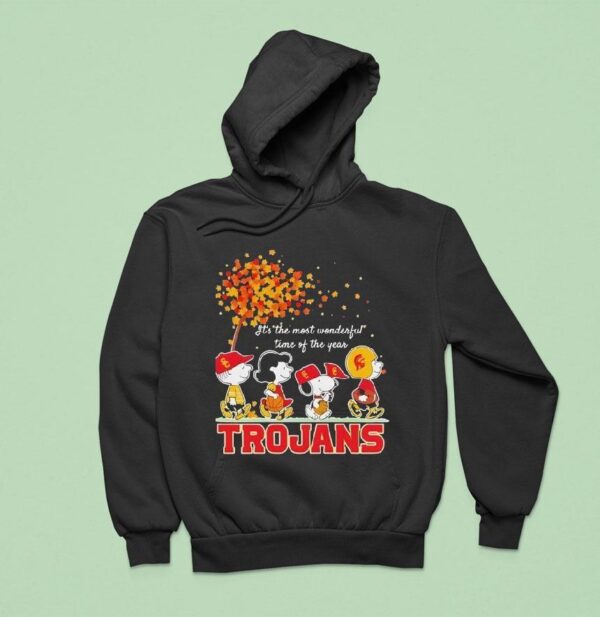 Snoopy And Friends Trojans Sports Team It S The Most Wonderful Time Of The Year Autumn Hoodie