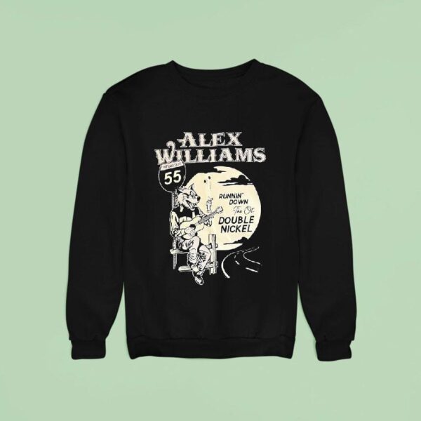 Alex Williams Runnin Down The Ol Double Nickel Interstate Wolf Guitar Sweatshirt