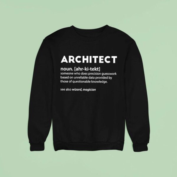 Architect Noun Someone Who Does Precision Guesswork Based On Unreliable Data Provided Sweatshirt