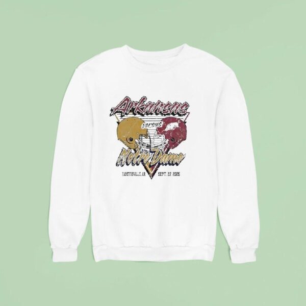 Arkansas Razorbacks Vs Notre Dame Fighting Irish Football Helmet Sweatshirt