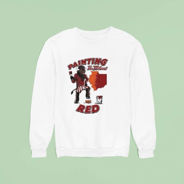 Bison Painting The Midwest Krush Red Indiana Hoosier Sweatshirt