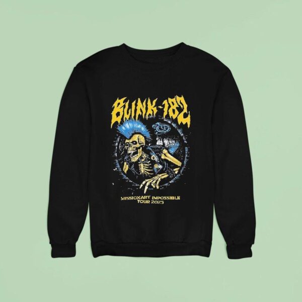 Blink Missionary Impossible Tour Road Skeleton Punk Rock Sweatshirt