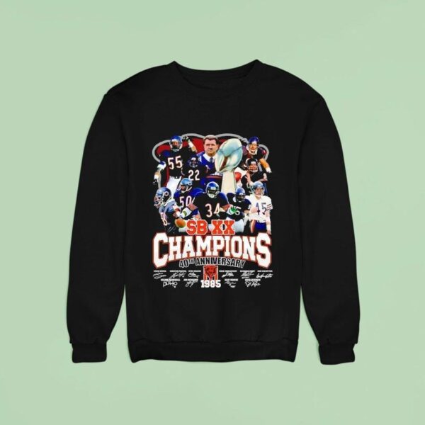 Chicago Bears Sb Xx Champions Th Anniversary Signatures Sweatshirt