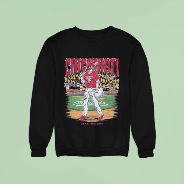 Cincinnati Reds Dead Threads Skeleton Sweatshirt