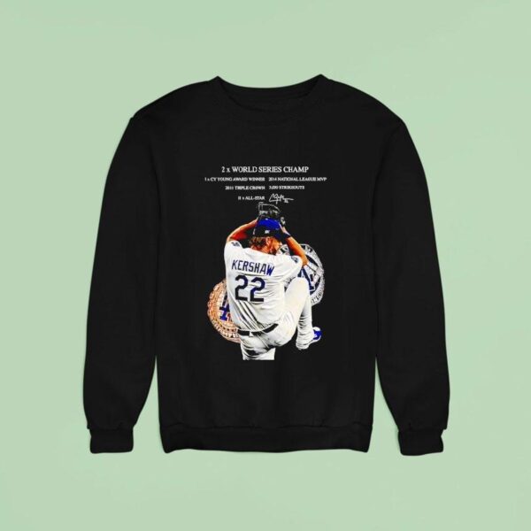 Clayton Kershaw X World Series Champ Los Angeles Dodgers Baseball Sweatshirt