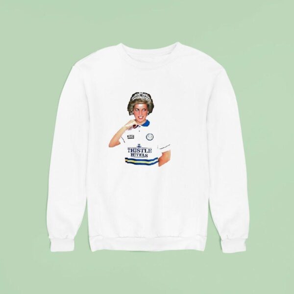 Diana Princess Of Wales Wearing A Leeds United Home Football Sweatshirt