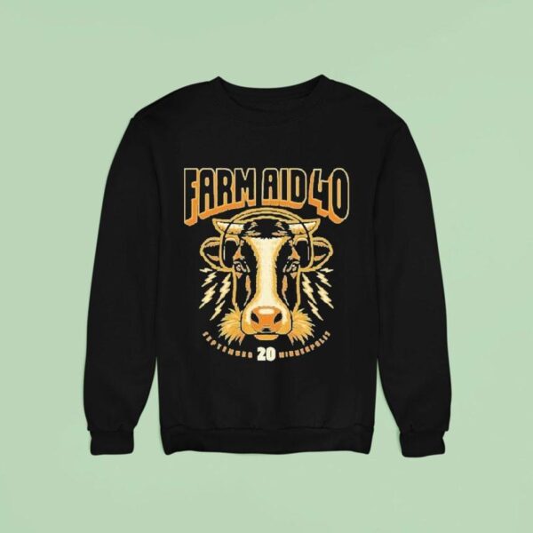 Farm Aid Festival Minneapolis Cow On Headphones Sweatshirt