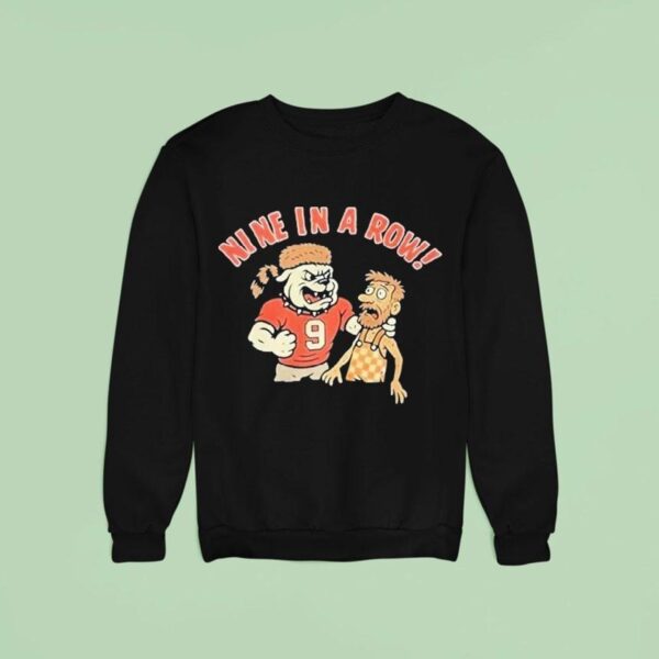 Georgia Bulldogs Nine In A Are Row Dawg On Top Good Ole Rocky Flop Masco Sweatshirt