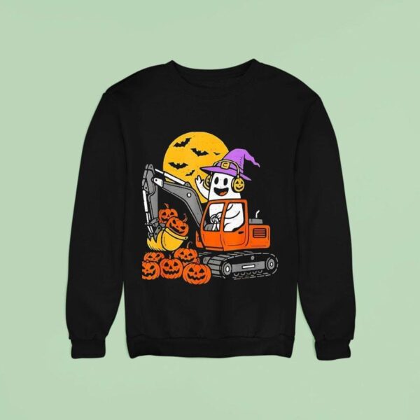 Ghost Excavator Construction Halloween Sweatshirt