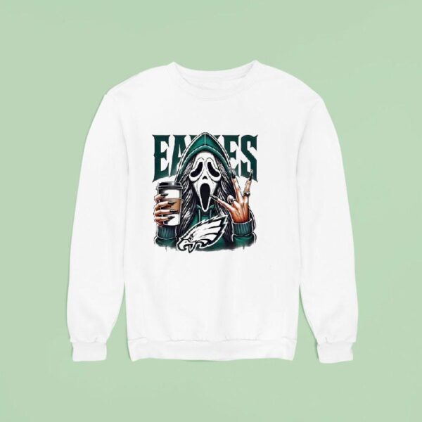 Ghostface Drinking Coffee Philadelphia Eagles Sweatshirt