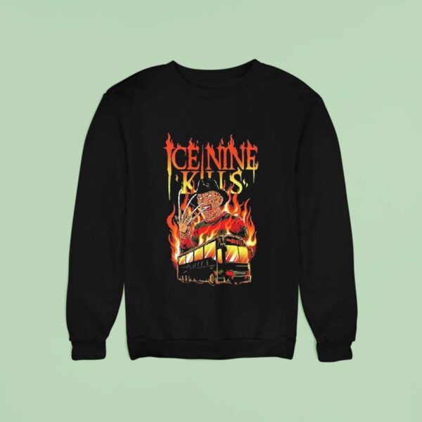 Ice Nine Kills X Freddy Krueger Tasmanian Devil In A Tour Bus Fire Kim Dracula Sweatshirt