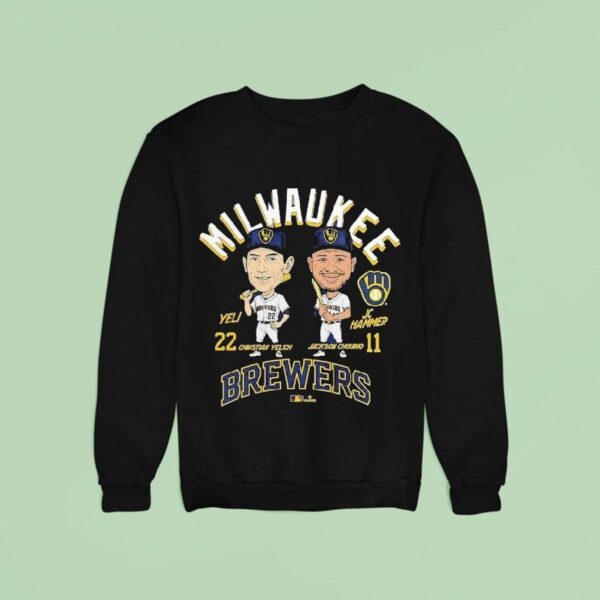 Jackson Chourio And Christian Yelich Milwaukee Brewers Player Duo Caricature Sweatshirt