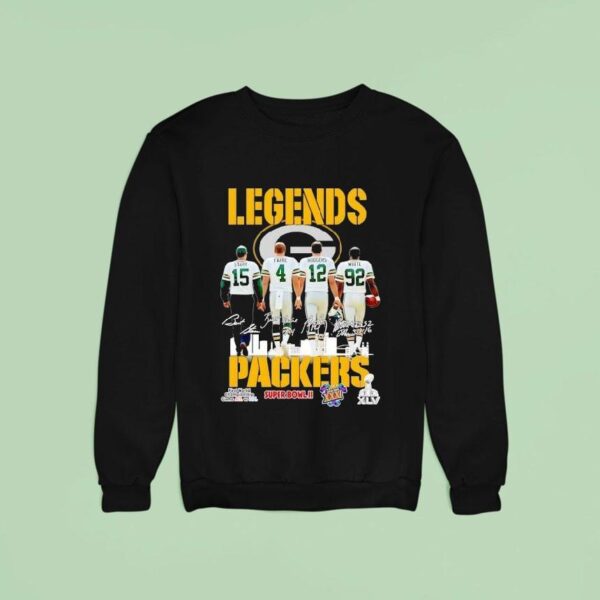 Legends Starr Favre Rodgers White Green Bay Packers City Syline Super Bowl Sweatshirt