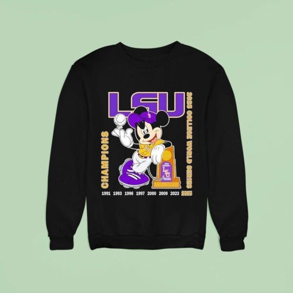 Mickey Mouse Lsu Tigers Ncaa Men S College World Series Champions Sweatshirt