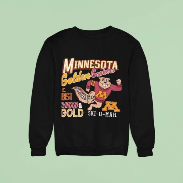 Minnesota Golden Gophers Maroon And Gold Ski U Mah Est Sweatshirt