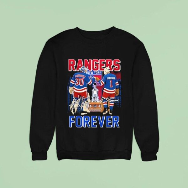 New York Rangers Henrik Lundqvist And Ed Giacomin Forever Signatures Sweatshirt