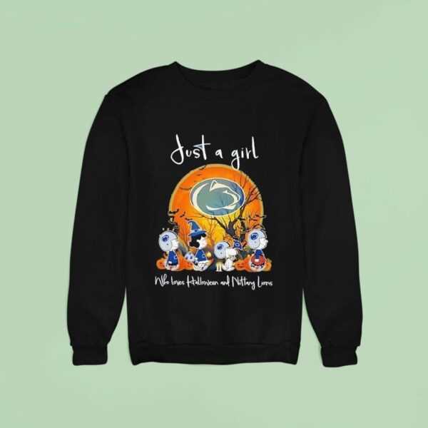 Peanuts Just A Girl Who Loves Halloween And Penn State Nittany Lions Sweatshirt