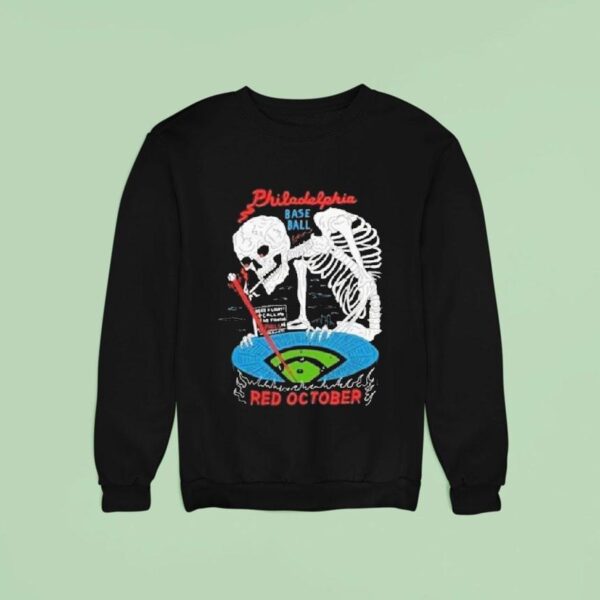 Philadelphia Phillies Red October Skull Skeleton Sweatshirt