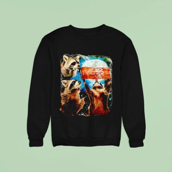 Raccoon With Dr Pepper Under Moon Sweatshirt