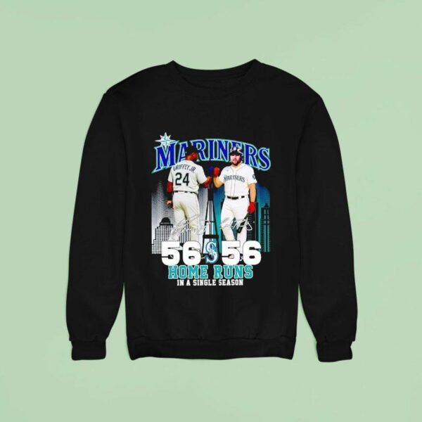 Seattle Mariners City Skyline Griffey Jr And Cal Raleigh Home Runs In A Single Season Signatures Sweatshirt