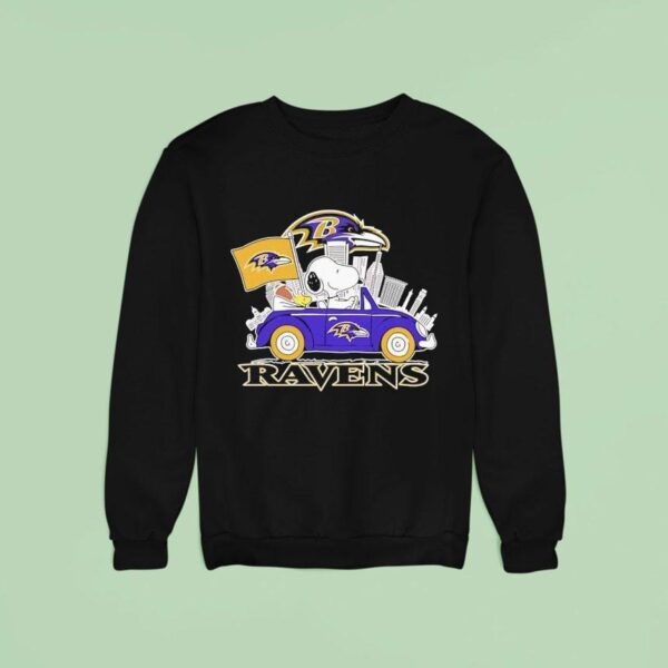 Snoopy And Woodstock Baltimore Ravens City Skyline Sweatshirt