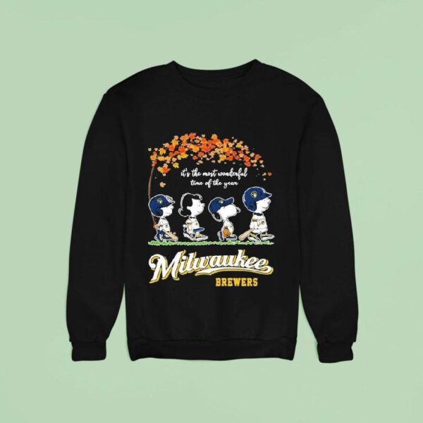 Snoopy The Peanuts Milwaukee Brewers It S The Most Wonderful Time Of The Year Walking Sweatshirt
