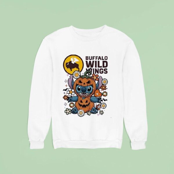 Stitch Halloween With Buffalo Wild Wings Logo Sweatshirt