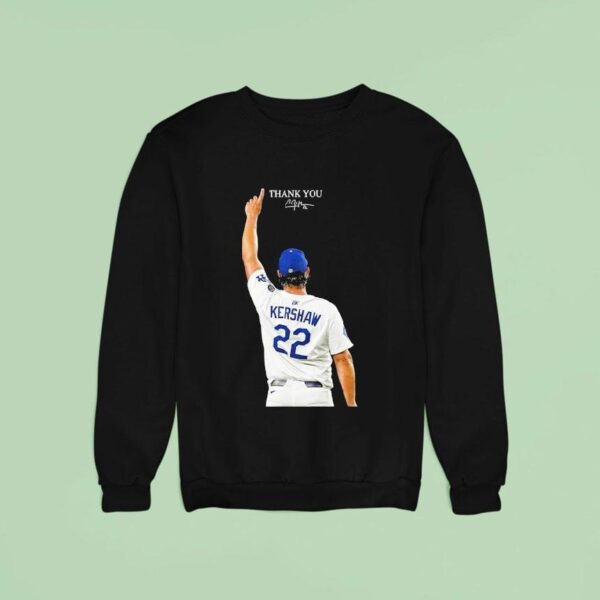 Thank You Clayton Kershaw Los Angeles Dodgers Baseball Signature Sweatshirt