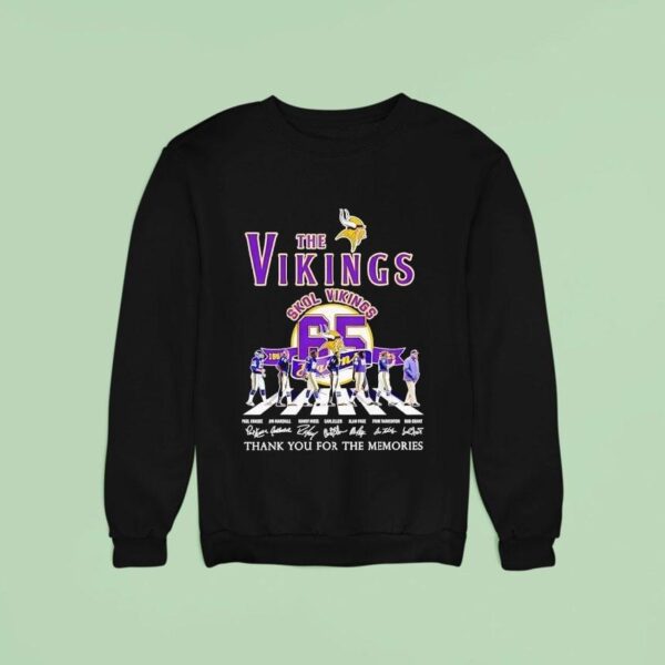 The Minnesota Vikings Walking Across Skol Vikings Thank You For The Memories Signatures Sweatshirt