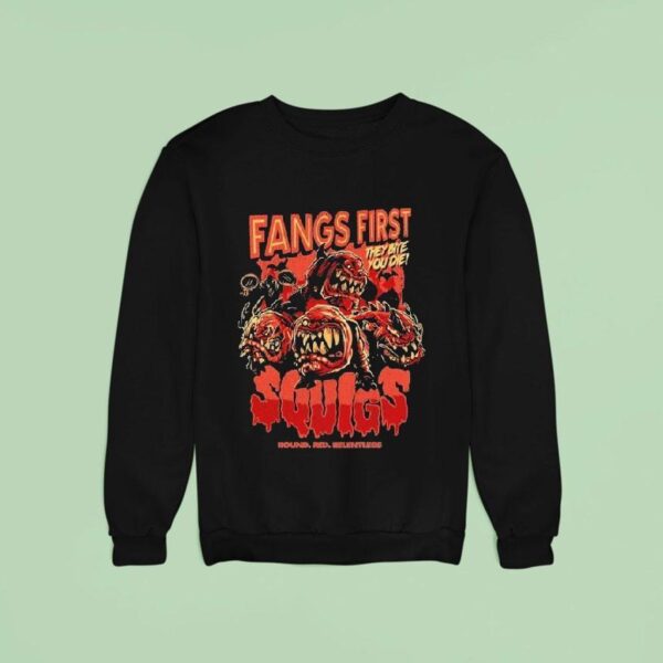 Warhammer Squig Fangs First They Bite You Die Round Red Relentless Sweatshirt