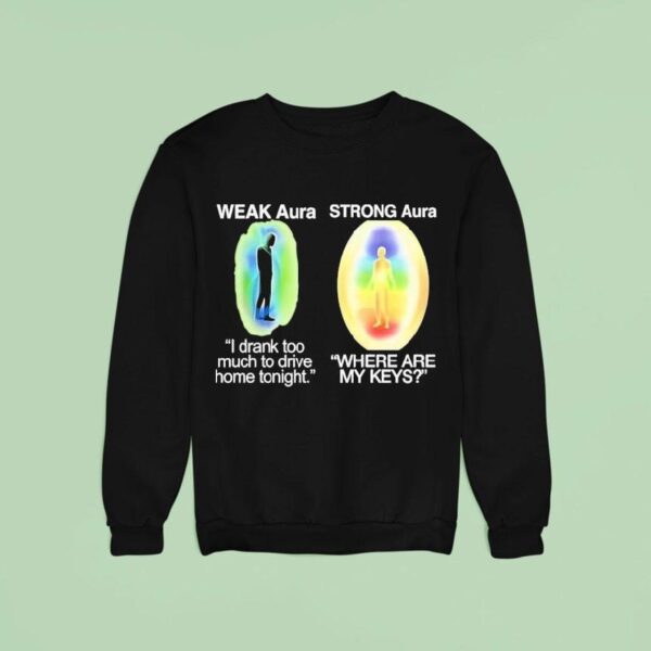 Weak Aura I Drank Too Much To Drive Home Tonight Strong Aura Where Are My Keys Sweatshirt