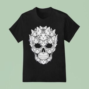 A Skull But It S Cats Kitty Skeleton Halloween Cat Skull T Shirt