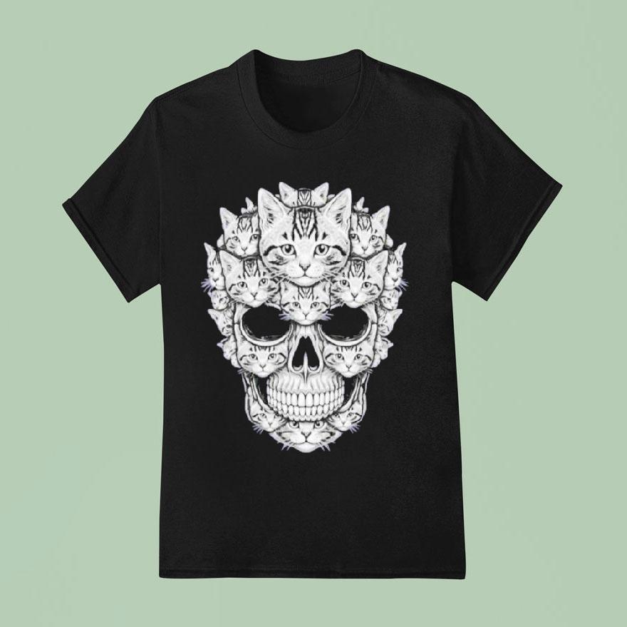 A Skull But It S Cats Kitty Skeleton Halloween Cat Skull T Shirt