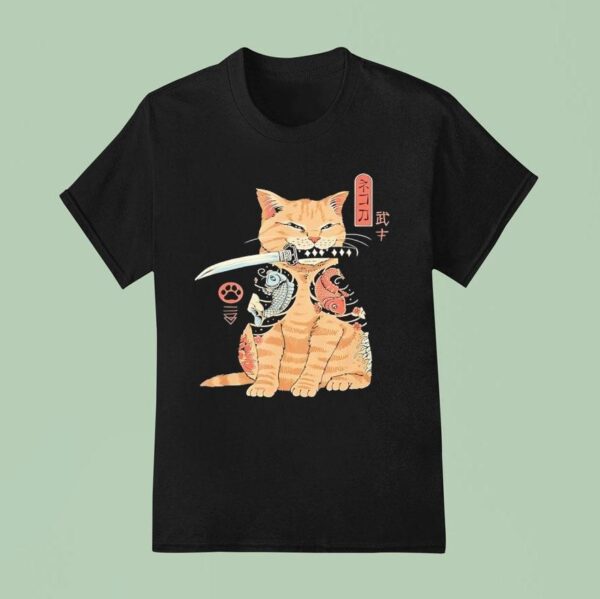 Cats Japanese Samurai Ninja Cat Kawaii Tattoo T Shirt