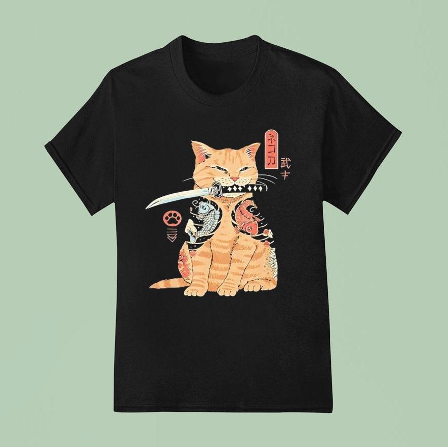 Cats Japanese Samurai Ninja Cat Kawaii Tattoo T Shirt