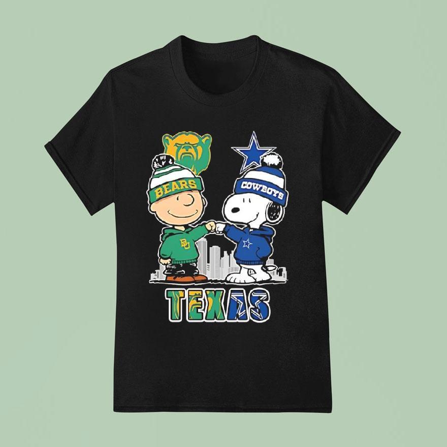 Charlie Brown And Snoopy X Baylor Bears And Dallas Cowboys T Shirt