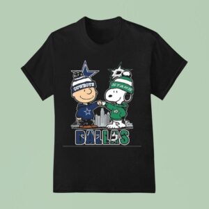 Charlie Brown Dallas Cowboys And Snoopy Dallas Stars Skyline T Shirt