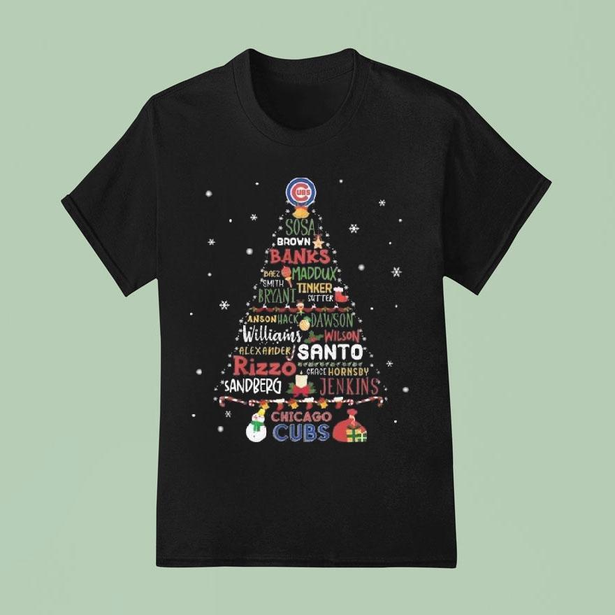 Chicago Cubs Mlb Name Players Tree Christmas T Shirt