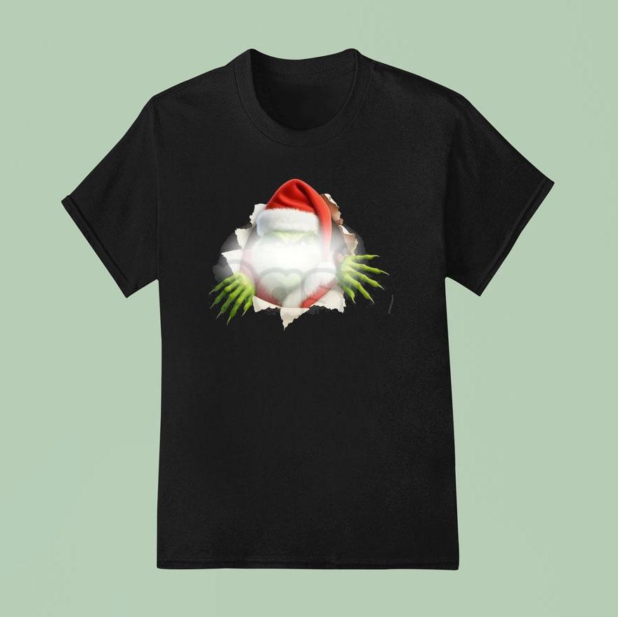 Christmas Movie Character Green Guy Through Hole T Shirt