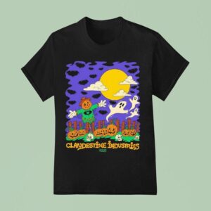 Clandestine Industries Scarecrow Ghosts Pumpkins Bats Halloween T Shirt