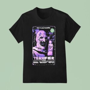 Clown And Rhea Bloody Ripley Terrifier Featuring Wwe Superstar Rhea Ripley T Shirt