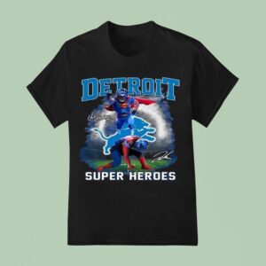 Detroit Lions Super Heroes Signatures T Shirt