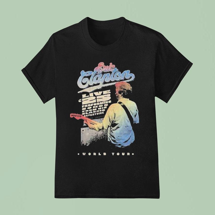 Eric Clapton Live Performing Songs From His Classic Repertoire World Tour T Shirt