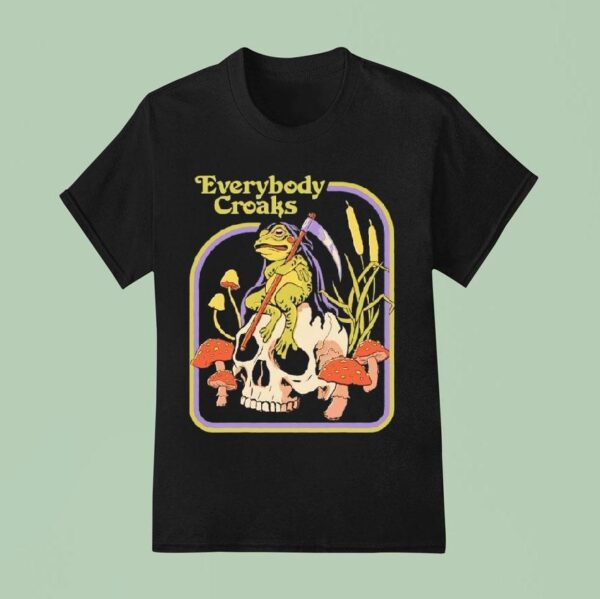Everybody Croaks Frog And Skull T Shirt