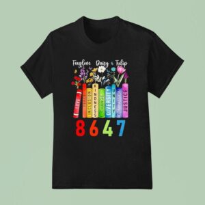 Floral Foxglove Daisy Tulip Book Lover T Shirt
