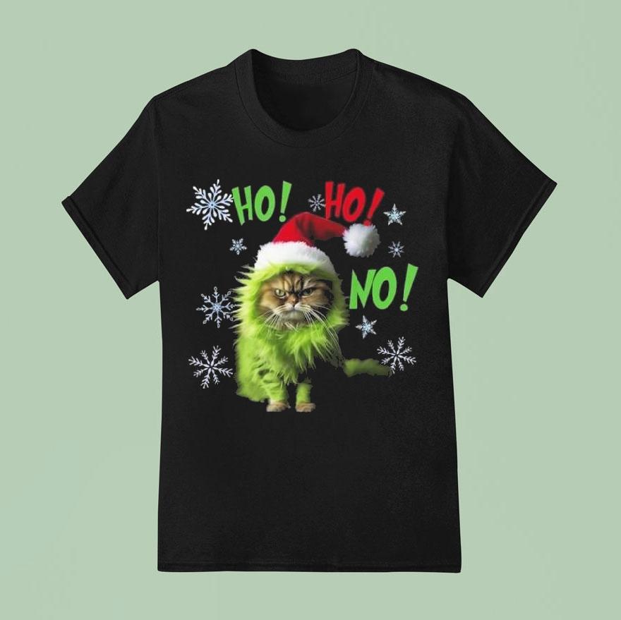Ho Ho No Funny Bad Cat Christmas  T Shirt