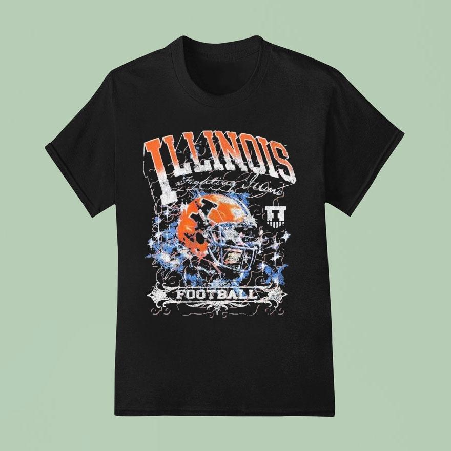 Illinois Fighting Illini Football Grunge Helme T Shirt